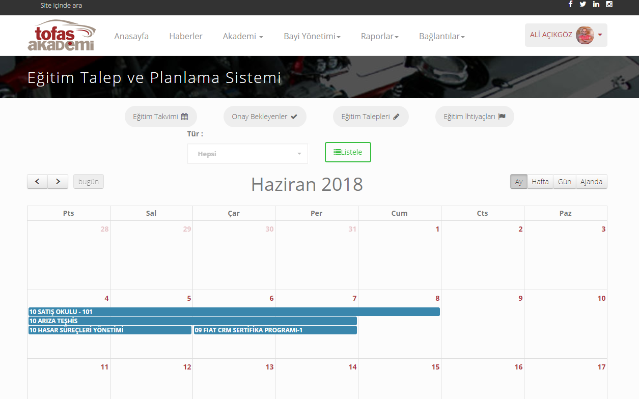 Tofaş Akademi Eğitim Talep ve Planlama