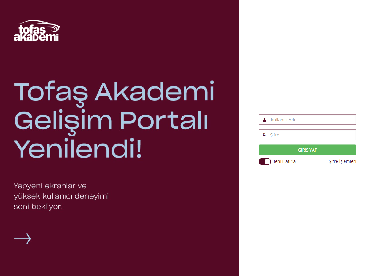 Tofaş Akademi Login